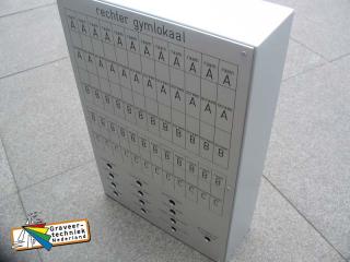 Behuizing schakelkast en graveren frontpaneel incl gaten.